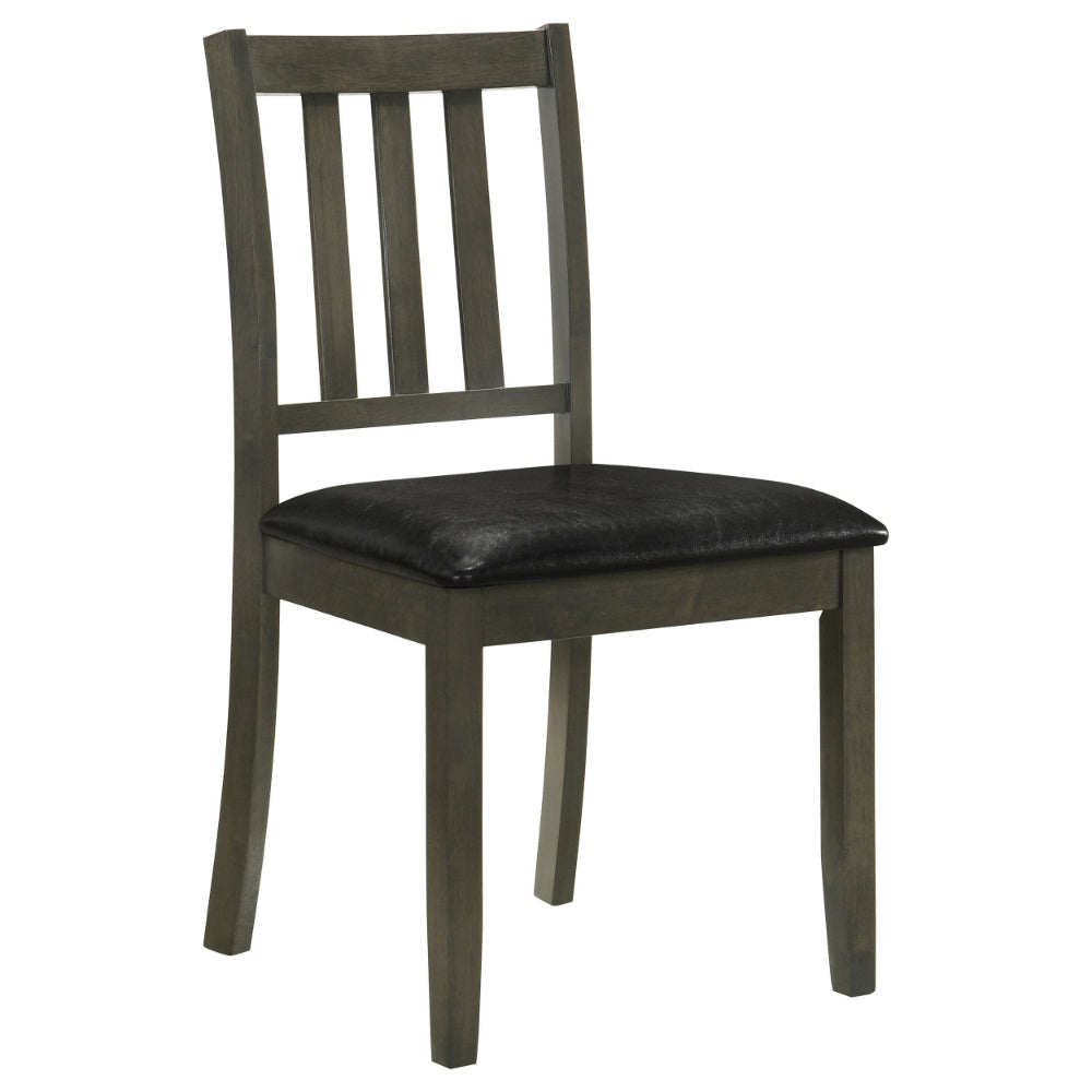 Panos 5pc Dining Table Set with 4 Chairs Gray Black Faux Leather BM328753