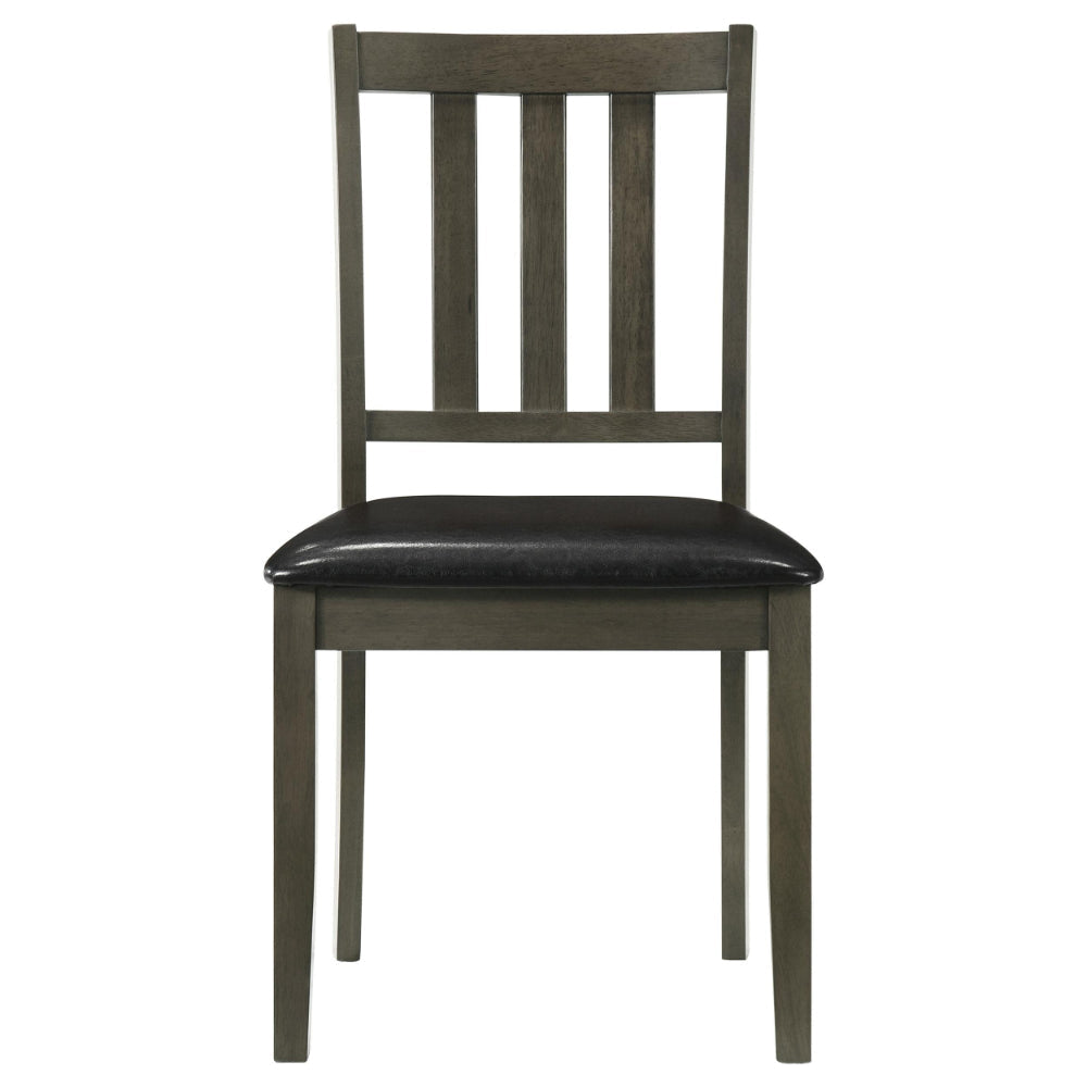 Panos 5pc Dining Table Set with 4 Chairs Gray Black Faux Leather BM328753