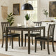 Panos 5pc Dining Table Set with 4 Chairs, Gray, Black Faux Leather