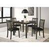Panos 5pc Dining Table Set with 4 Chairs, Gray, Black Faux Leather