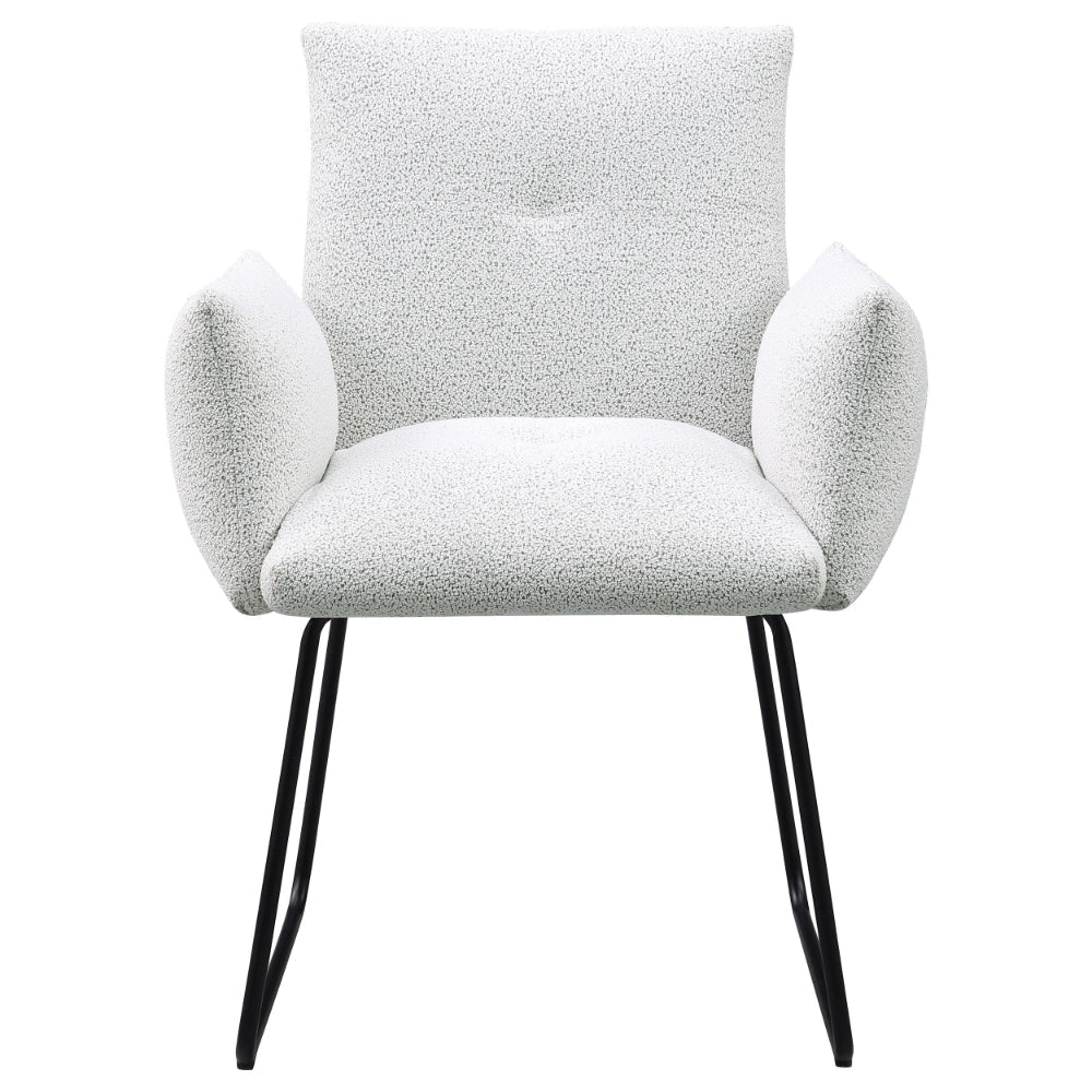 Acko Dining Chair Set of 2 Light Gray Fabric Black Metal Frame BM328755