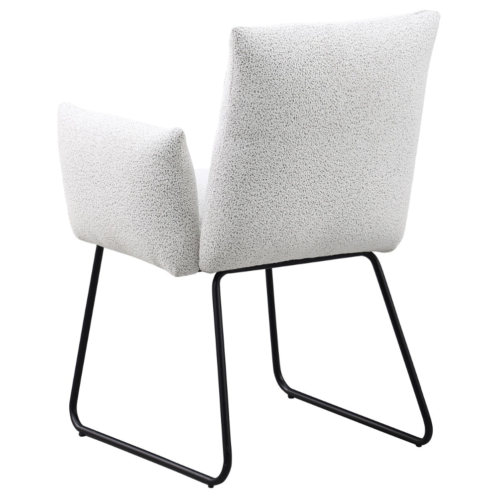 Acko Dining Chair Set of 2 Light Gray Fabric Black Metal Frame BM328755