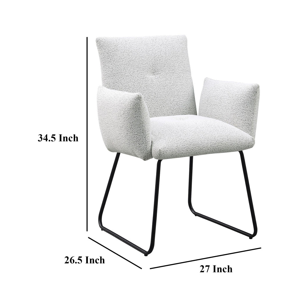 Acko Dining Chair Set of 2 Light Gray Fabric Black Metal Frame BM328755