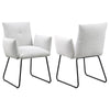 Acko Dining Chair Set of 2, Light Gray Fabric, Black Metal Frame