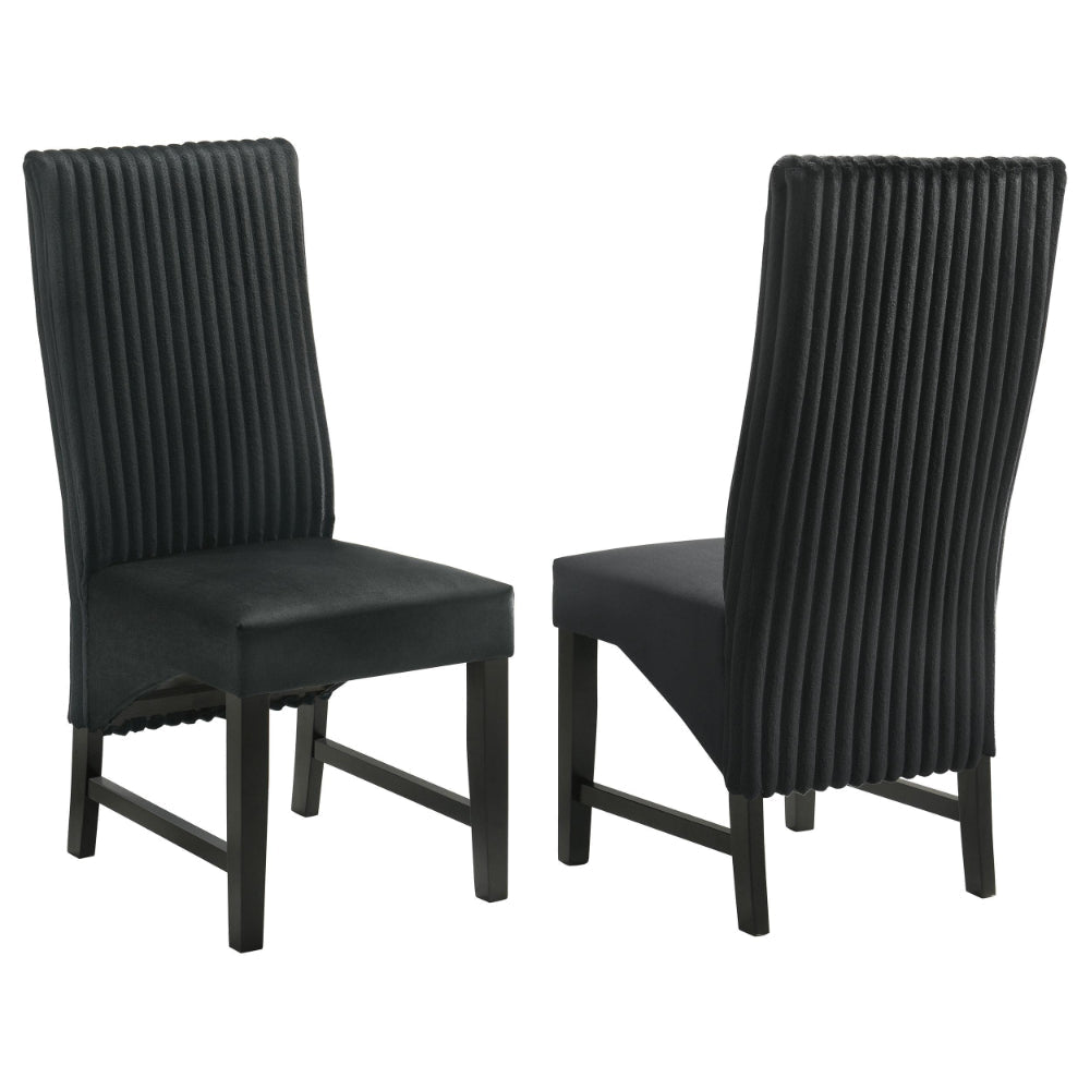 Ranna Dining Chair Set of 2, Black Velvet Foam Cushions, Hardwood