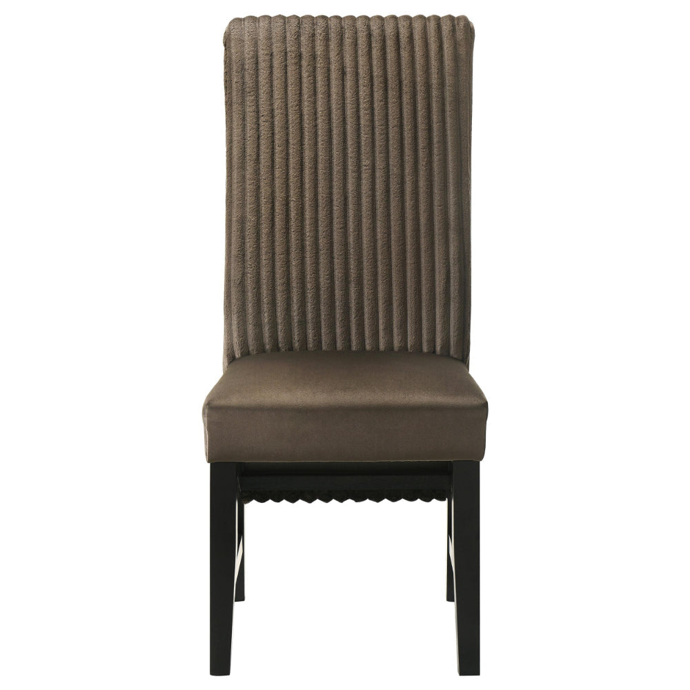 Ranna Dining Chair Set of 2 Brown Velvet Foam Cushions Hardwood BM328757