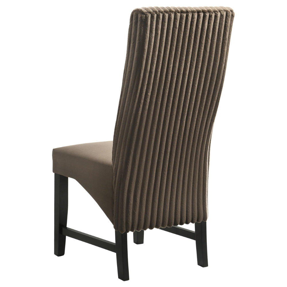Ranna Dining Chair Set of 2 Brown Velvet Foam Cushions Hardwood BM328757
