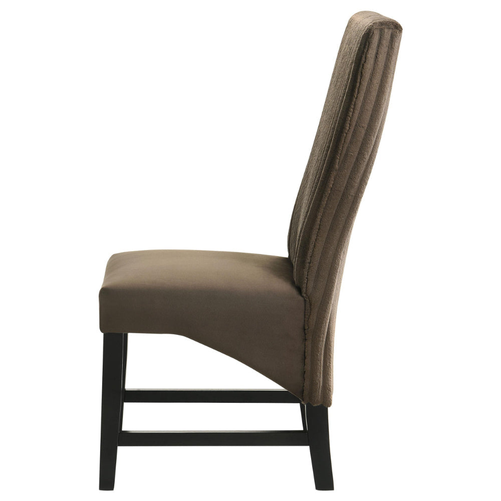Ranna Dining Chair Set of 2 Brown Velvet Foam Cushions Hardwood BM328757