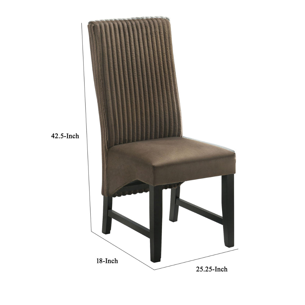 Ranna Dining Chair Set of 2 Brown Velvet Foam Cushions Hardwood BM328757