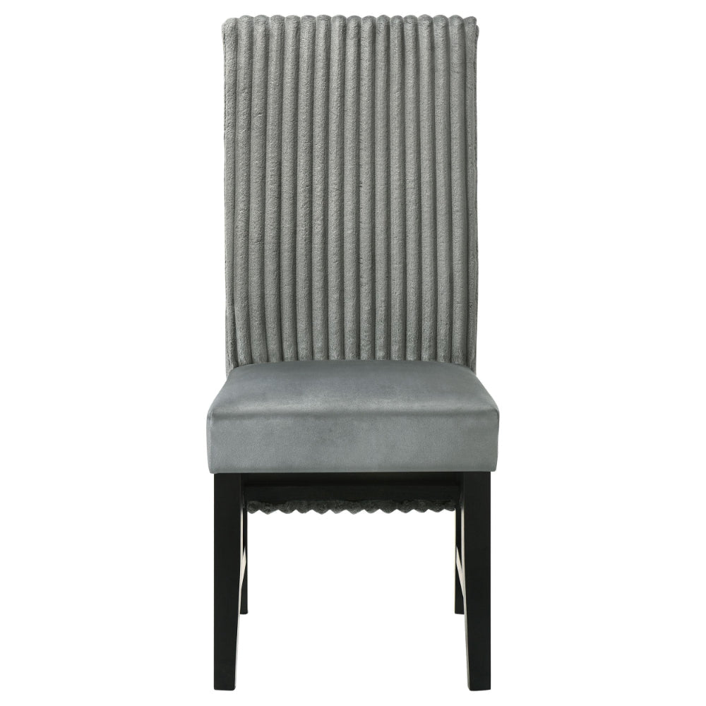 Ranna Dining Chair Set of 2 Gray Velvet Foam Cushions Hardwood BM328758