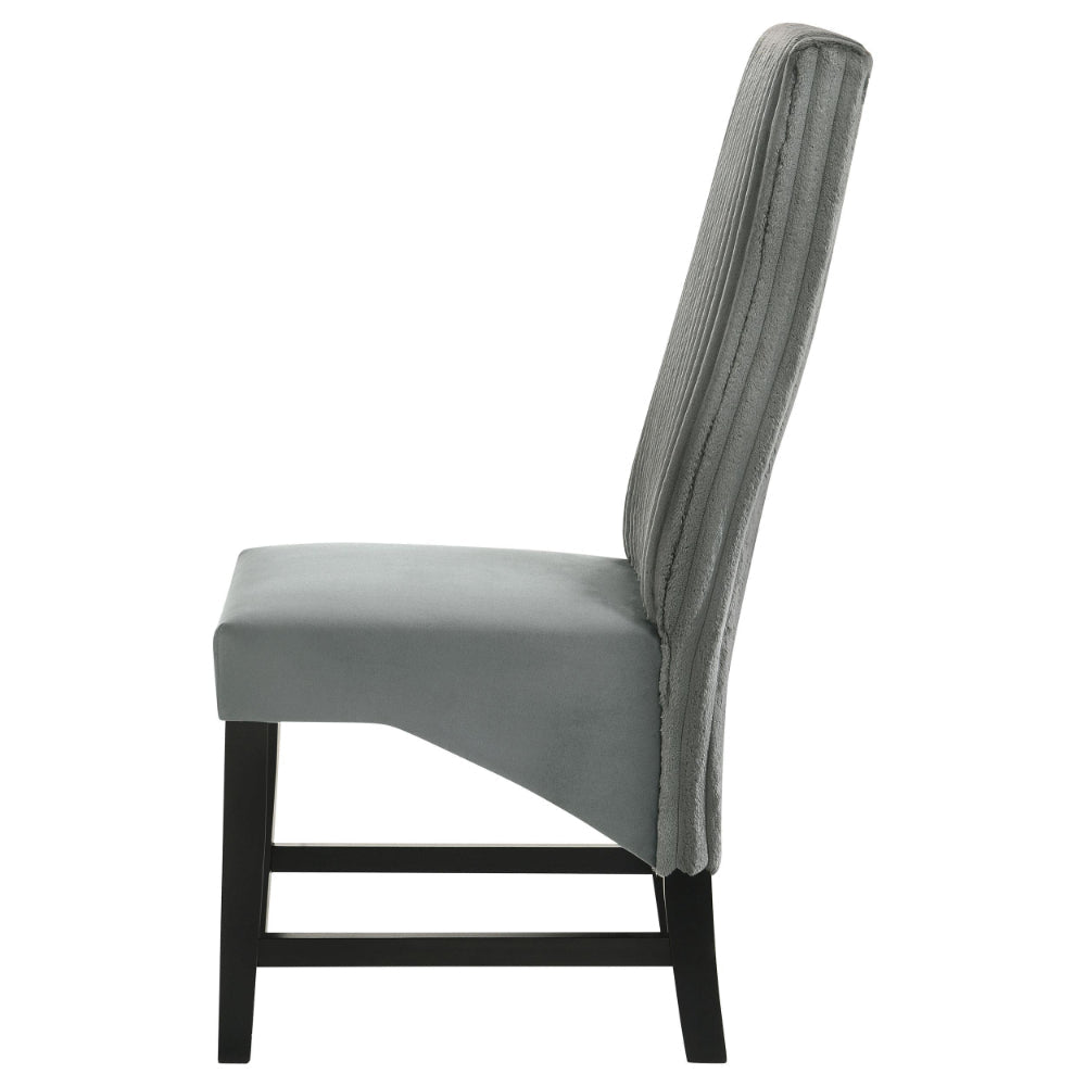 Ranna Dining Chair Set of 2 Gray Velvet Foam Cushions Hardwood BM328758