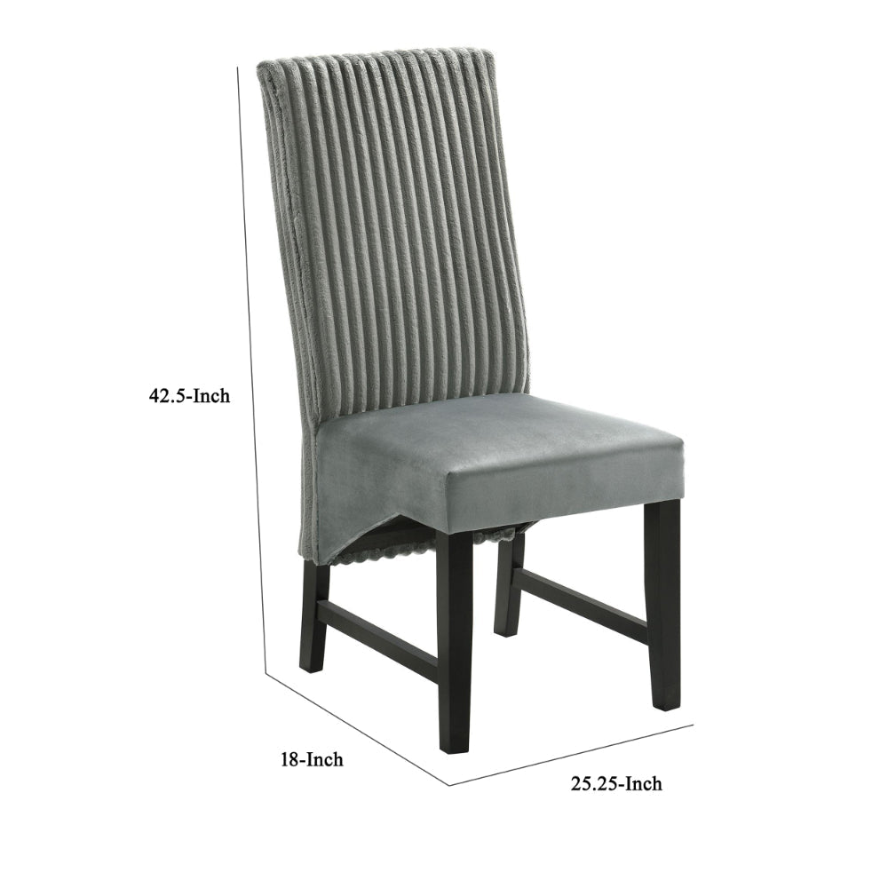 Ranna Dining Chair Set of 2 Gray Velvet Foam Cushions Hardwood BM328758