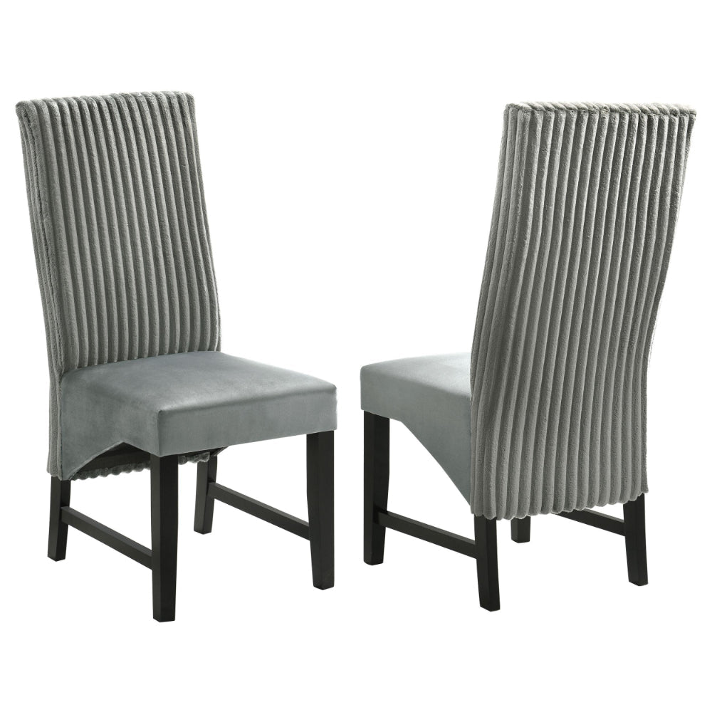 Ranna Dining Chair Set of 2, Gray Velvet Foam Cushions, Hardwood