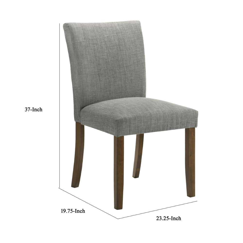 Cana Dining Chair Set of 2 Gray Fabric Foam Cushion Brown Wood Legs BM328759