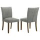 Cana Dining Chair Set of 2, Gray Fabric Foam Cushion, Brown Wood Legs