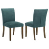 Cana Dining Chair Set of 2, Blue Fabric Foam Cushion, Brown Wood Legs