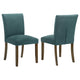 Cana Dining Chair Set of 2, Blue Fabric Foam Cushion, Brown Wood Legs