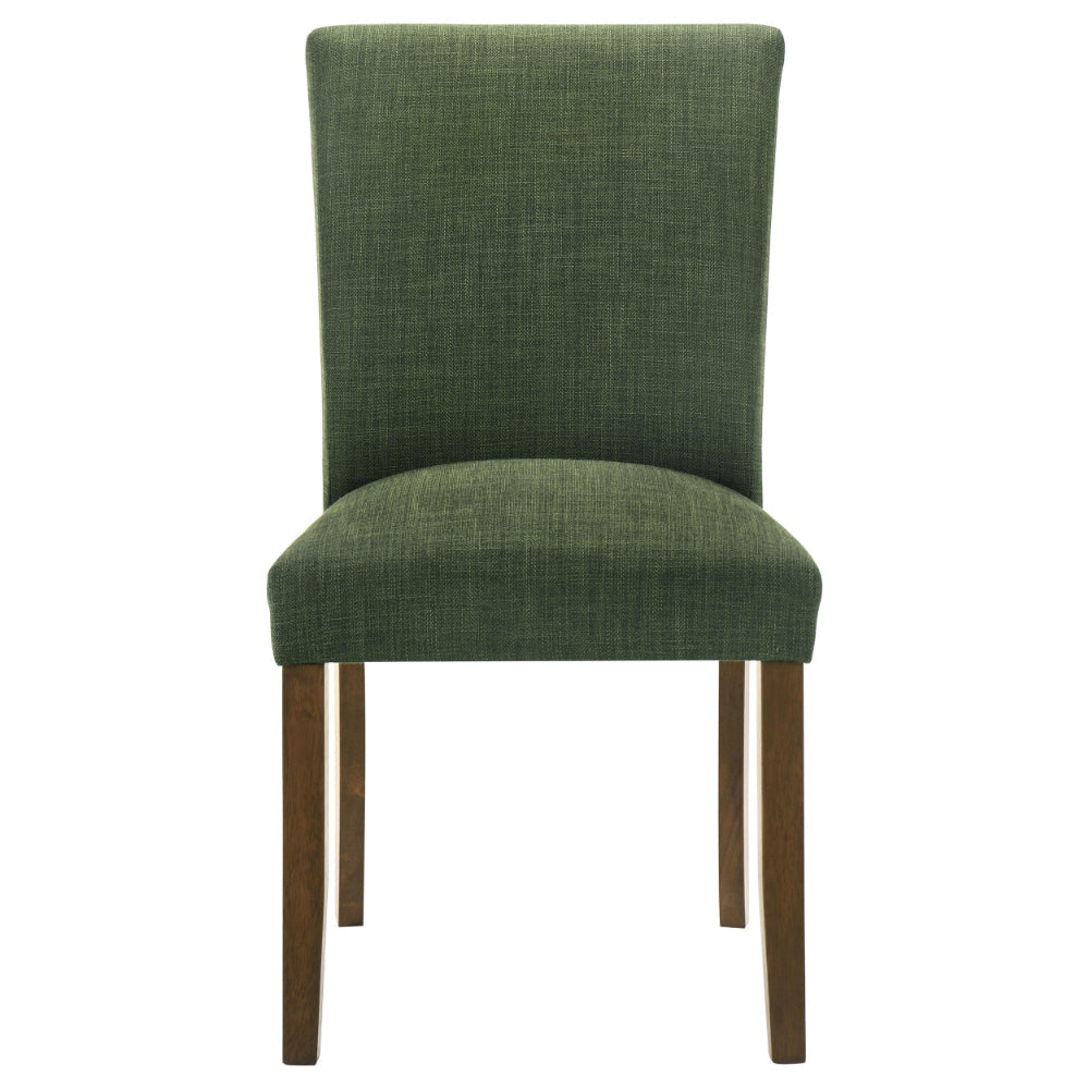 Cana Dining Chair Set of 2 Green Fabric Foam Cushion Brown Wood Legs BM328761