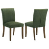 Cana Dining Chair Set of 2, Green Fabric Foam Cushion, Brown Wood Legs