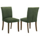 Cana Dining Chair Set of 2, Green Fabric Foam Cushion, Brown Wood Legs