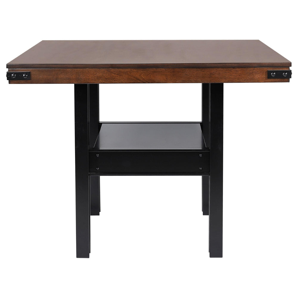 Patter Counter Height Dining Table Shelf 60 Inch Black Brown Wood BM328764