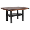 Patter Counter Height Dining Table, Shelf, 60 Inch Black Brown Wood