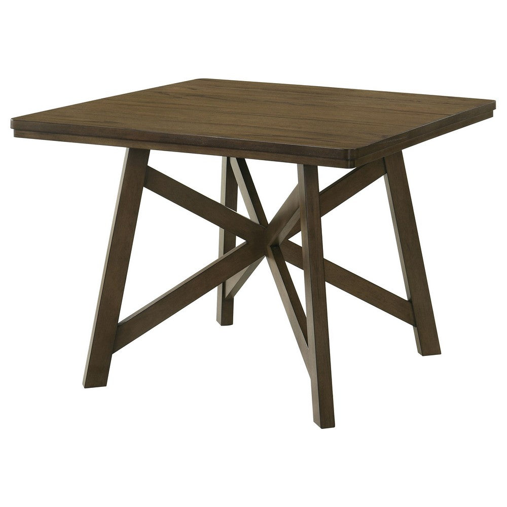 Kana Counter Height Dining Table, Brown Wood, Square 47 Inch Top