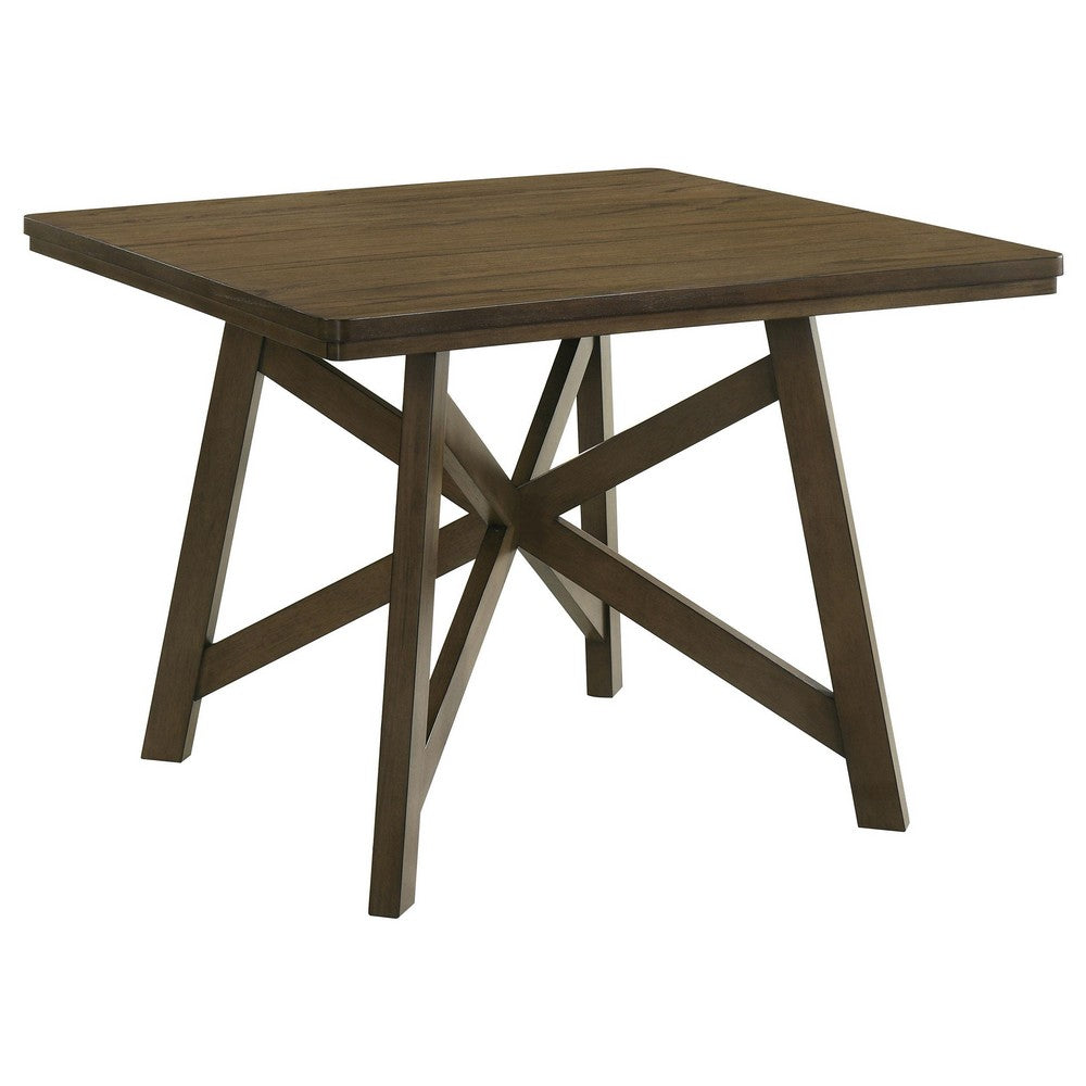Kana Counter Height Dining Table, Brown Wood, Square 47 Inch Top