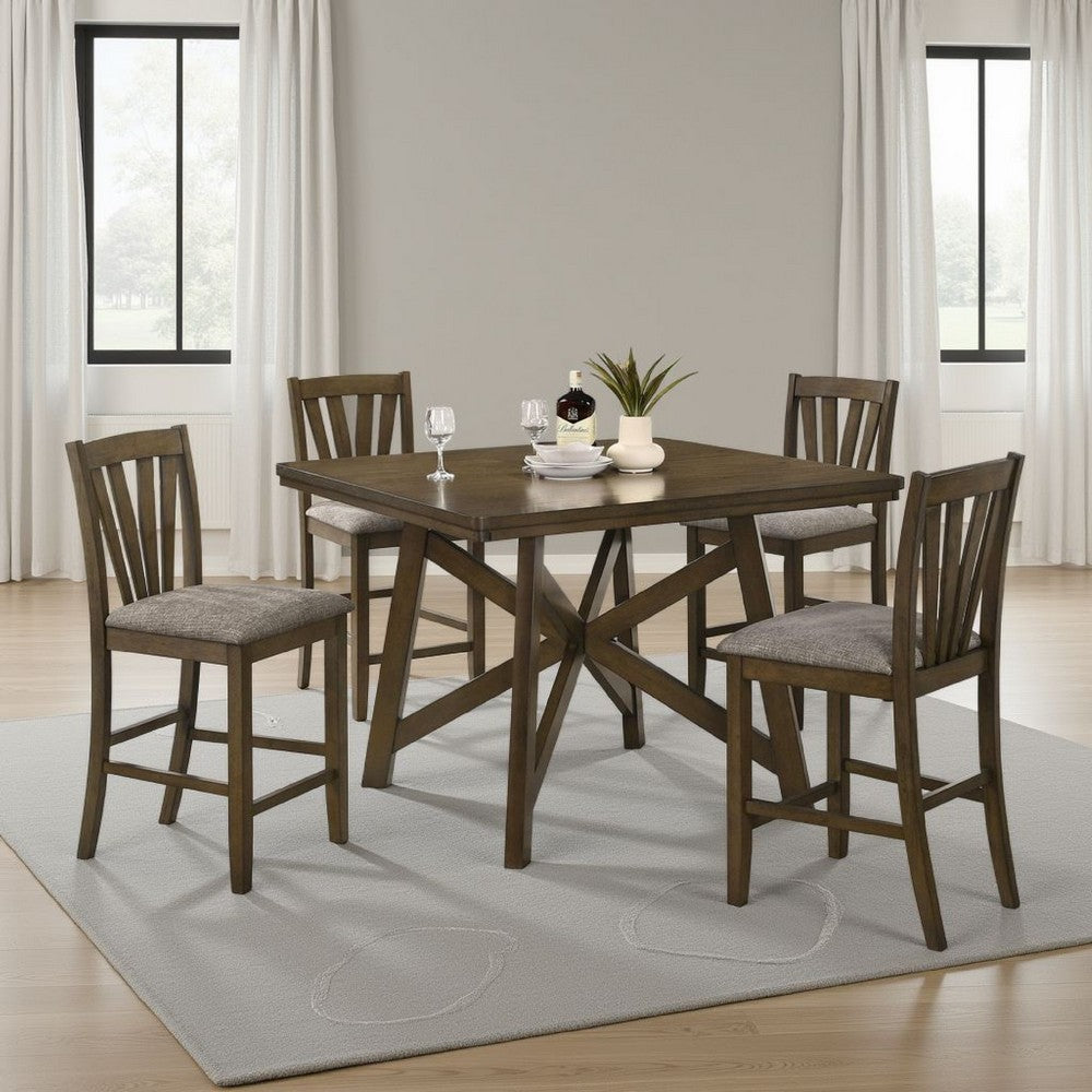 Kana Counter Height Dining Table, Brown Wood, Square 47 Inch Top