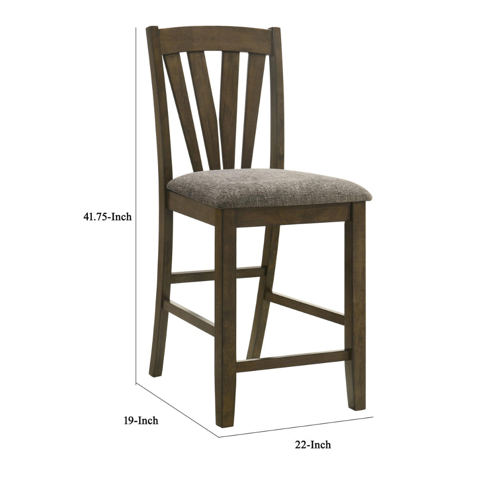 Kana Counter Height Chair Set of 2 Gray Fabric Brown Wood Frame BM328767