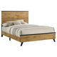 Wemy Full Size Bed Tall Panel Headboard Natural Brown Pine Finish