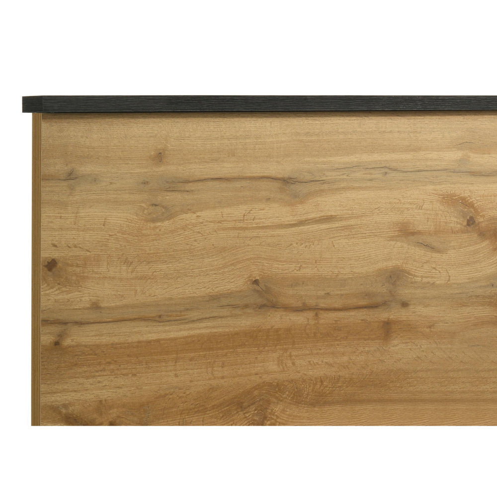Wemy Full Size Bed Tall Panel Headboard Natural Brown Pine Finish