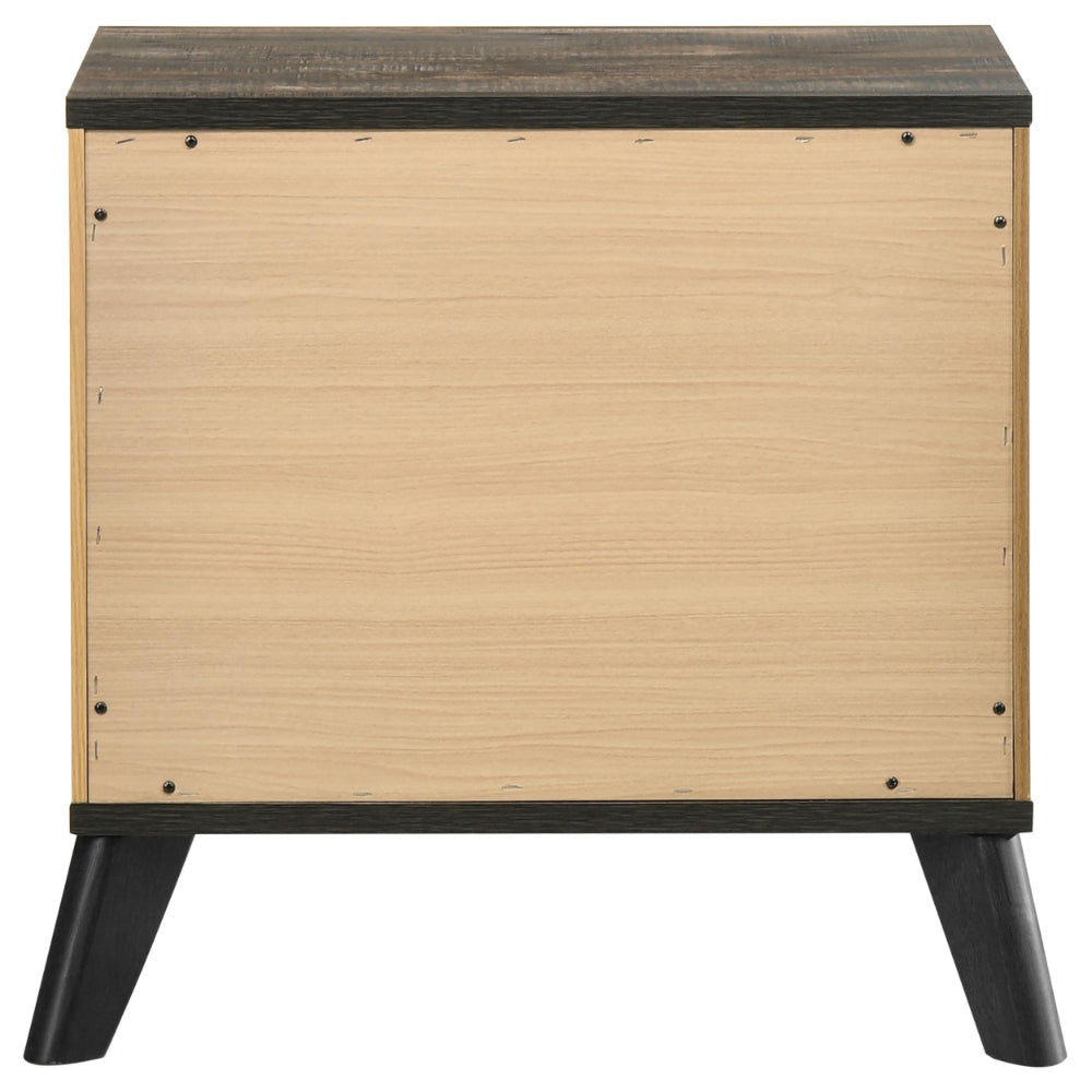 Wemy Nightstand with 2 Drawers Metal Legs Weathered Brown Pine Wood BM328772