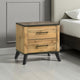 Wemy Nightstand with 2 Drawers, Metal Legs, Weathered Brown Pine Wood