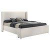Mosy King Platform Bed White Boucle Upholstered Wingback Headboard