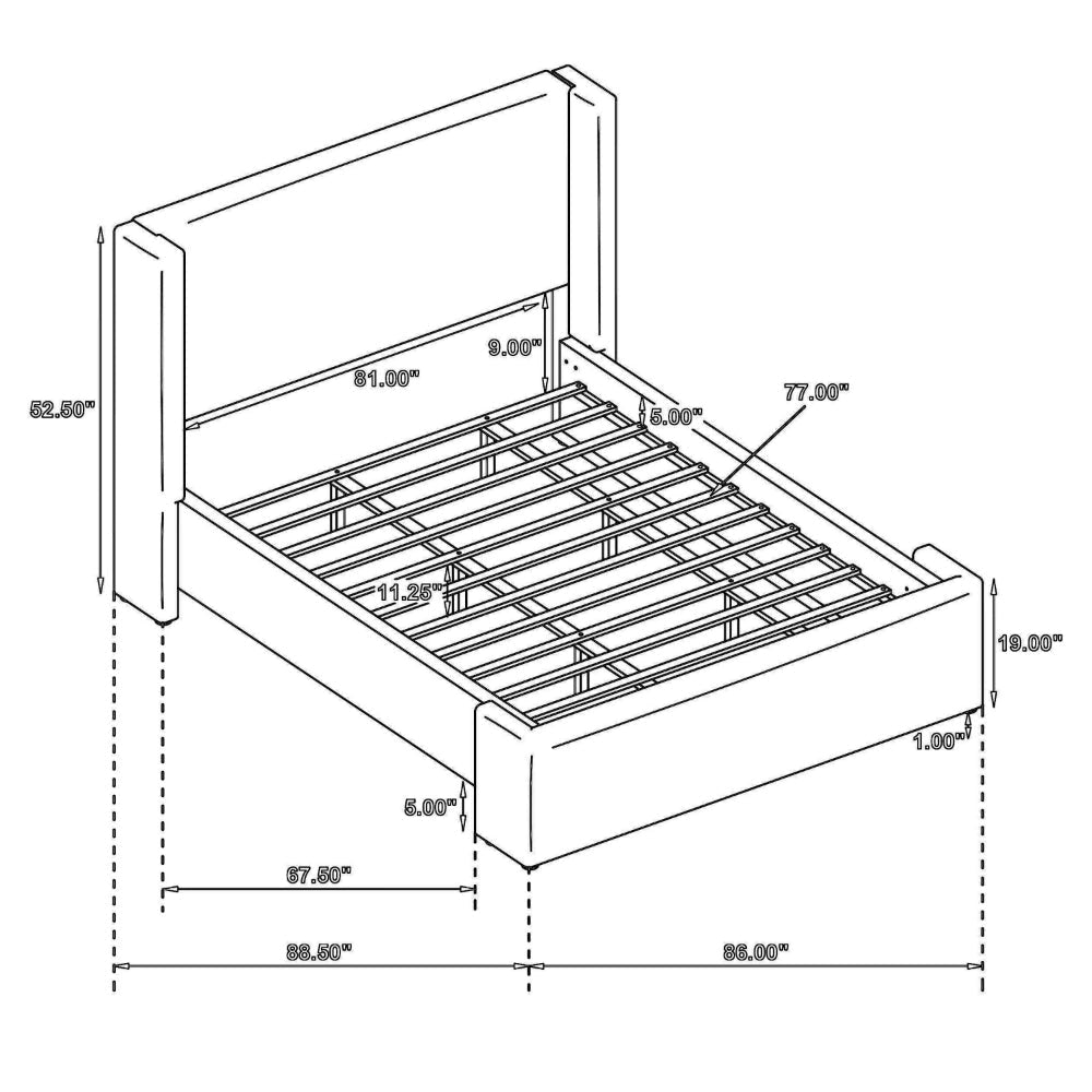 Mosy King Platform Bed White Boucle Upholstered Wingback Headboard