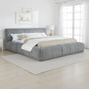 Limo King Platform Bed, Gray Upholstered Pleated Frame, Low Profile