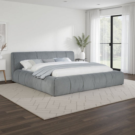 Limo California King Platform Bed, Gray Upholstered Frame, Low Profile