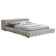 Jimo King Platform Bed Grid Tufted Frame Taupe Brown Upholstery