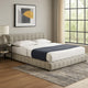 Jimo King Platform Bed, Grid Tufted Frame, Taupe Brown Upholstery