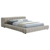Jimo California King Platform Bed Grid Tufted Taupe Brown Upholstery