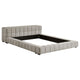 Jimo California King Platform Bed, Grid Tufted, Taupe Brown Upholstery