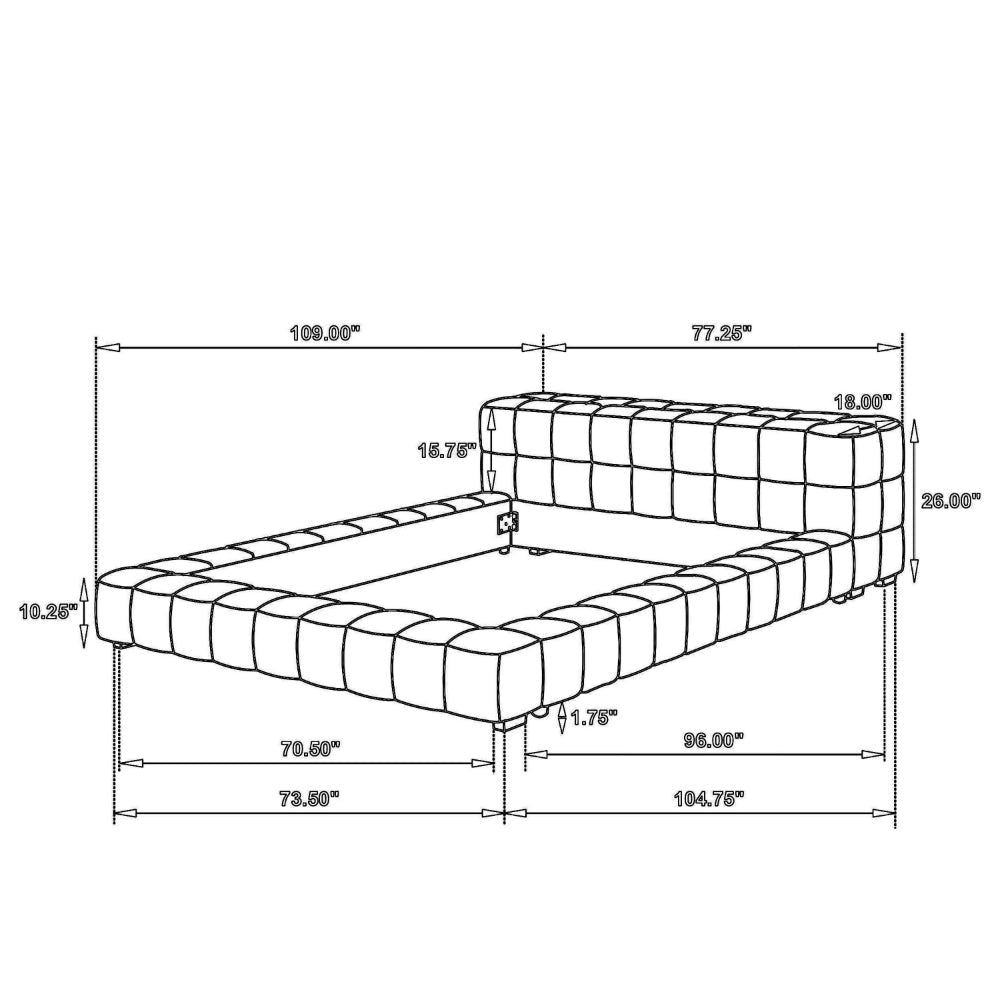 Jimo Queen Platform Bed Grid Tufted Frame Emerald Green Upholstery