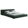 Jimo Full Platform Bed Grid Tufted Frame Emerald Green Upholstery