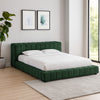 Jimo Full Platform Bed, Grid Tufted Frame, Emerald Green Upholstery