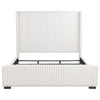 Asy King Bed Channel Tufted Wingback Headboard White Upholstery