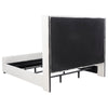 Asy King Bed Channel Tufted Wingback Headboard White Upholstery