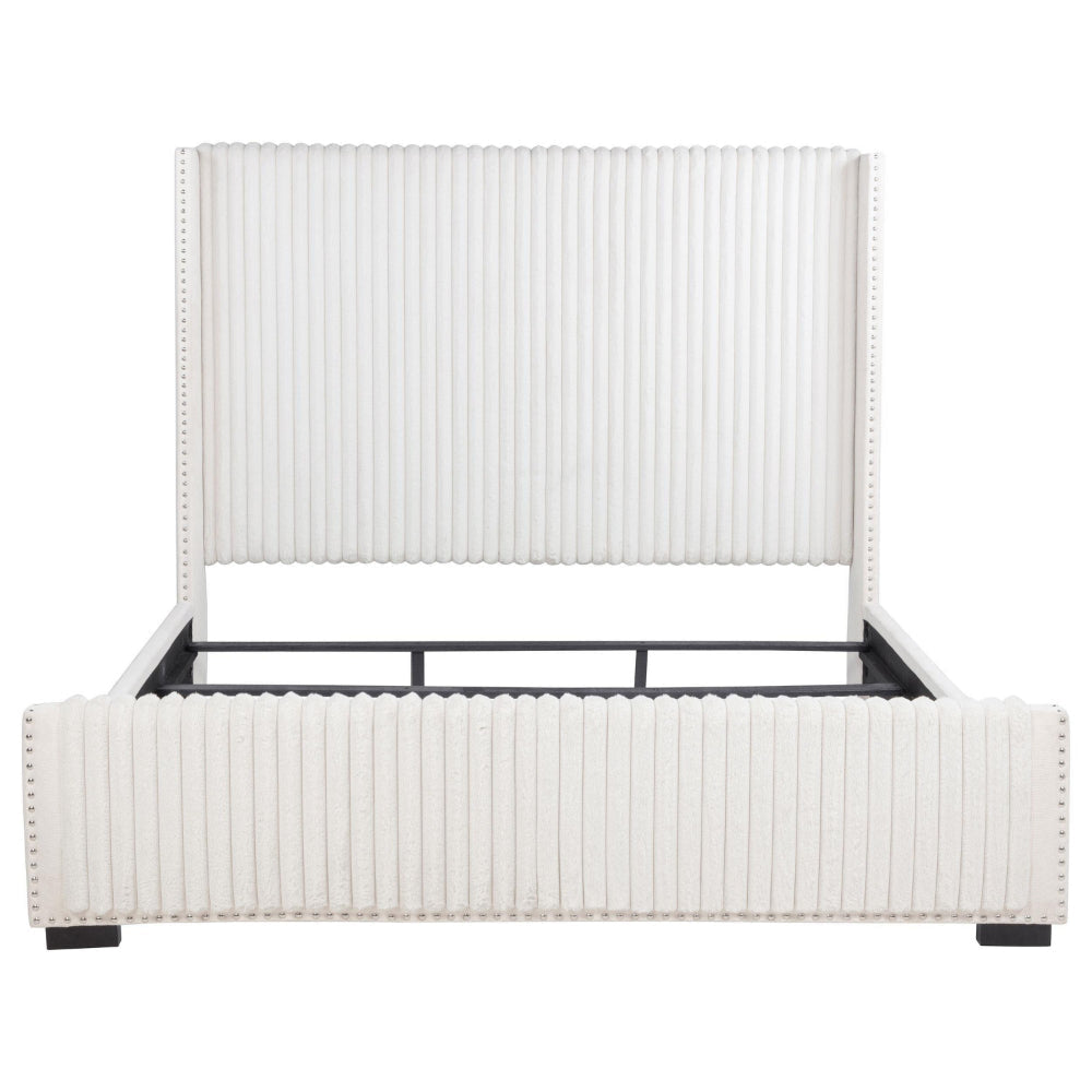 Asy California King Bed Channel Tufted Wingback Headboard White