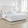 Asy California King Bed, Channel Tufted Wingback Headboard, White
