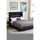 Caro California King Bed, Wingback Panel w LED Flame, Black Upholstery